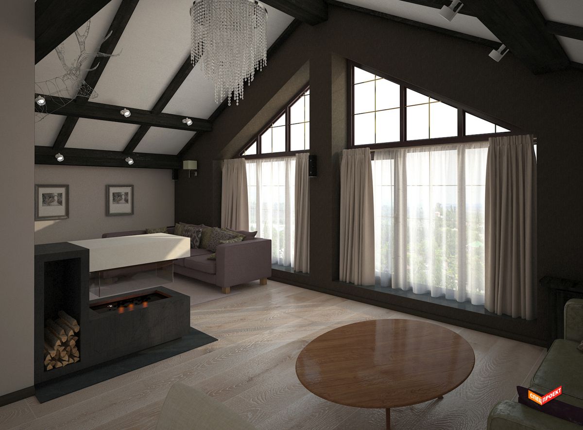 коттедж мансарда дизайн интерьер