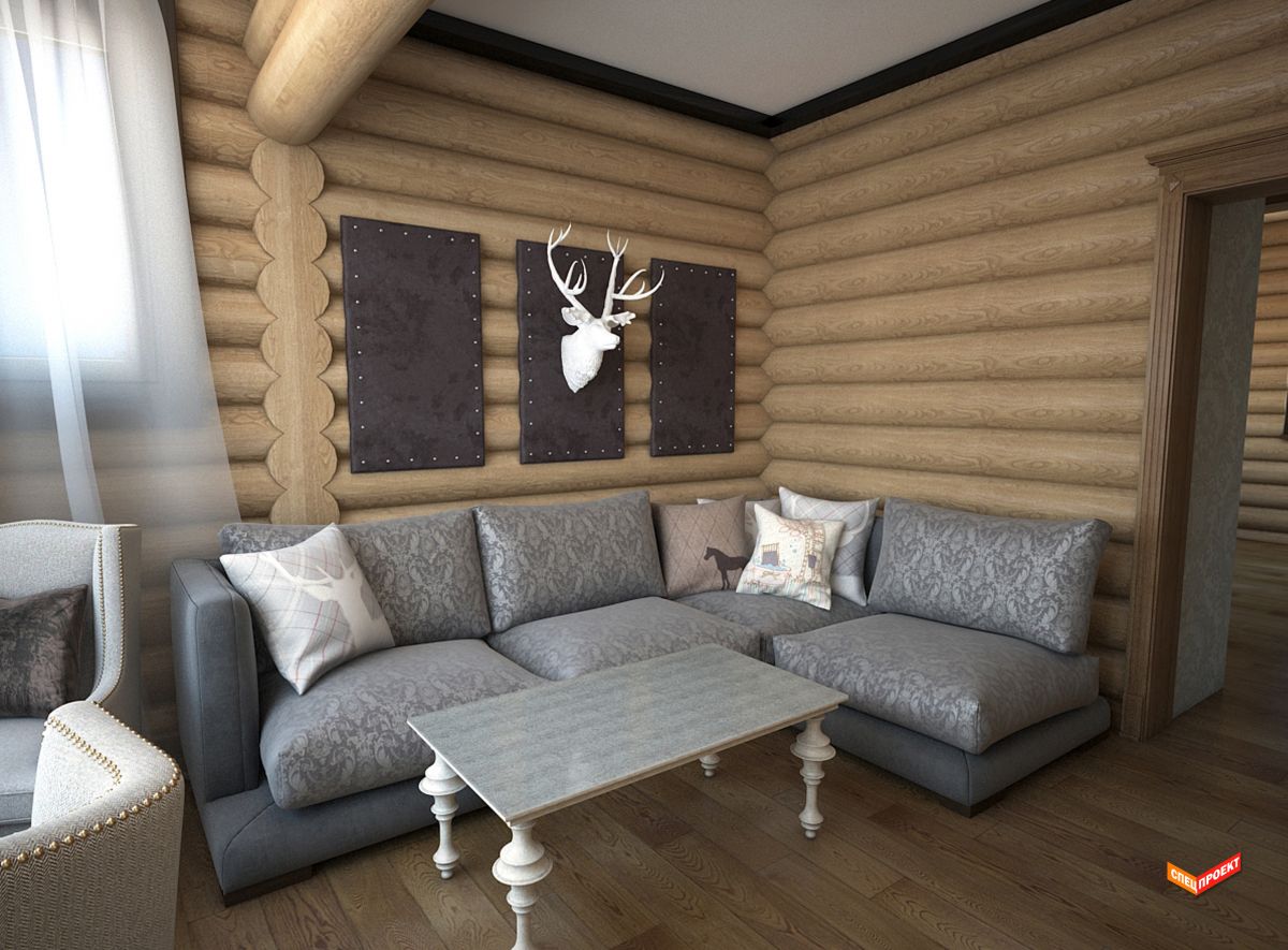 сруб коттедж, интерьер